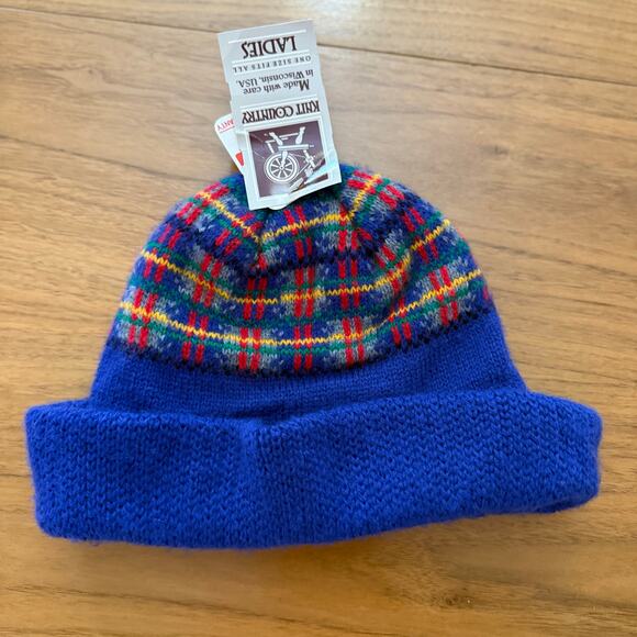 Vintage 80s Hat NWT New Old Stock Knot Country Plaid Ski Stocking Double Layer - Picture 9 of 10